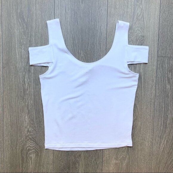 Revolve LNA Teresitas Crop Top Cut Out Cold Shoulder Boat neck White Small - Picture 5 of 13